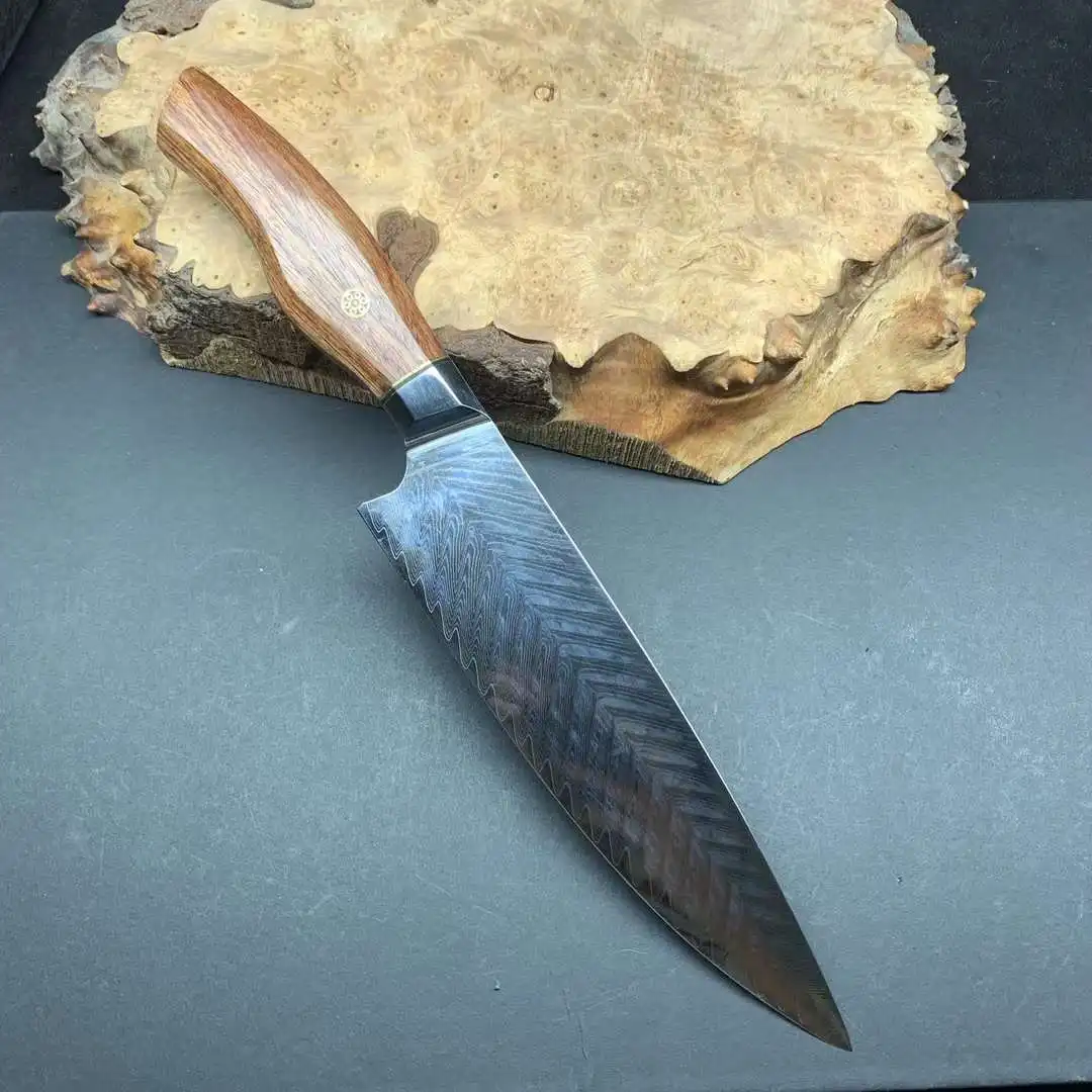 

8-дюймовый нож шеф-повара 107 слоев дамасской стали VG10 лезвие с деревянной ручкой острый тесак для нарезки японский кухонный нож инструменты для приготовления пищи