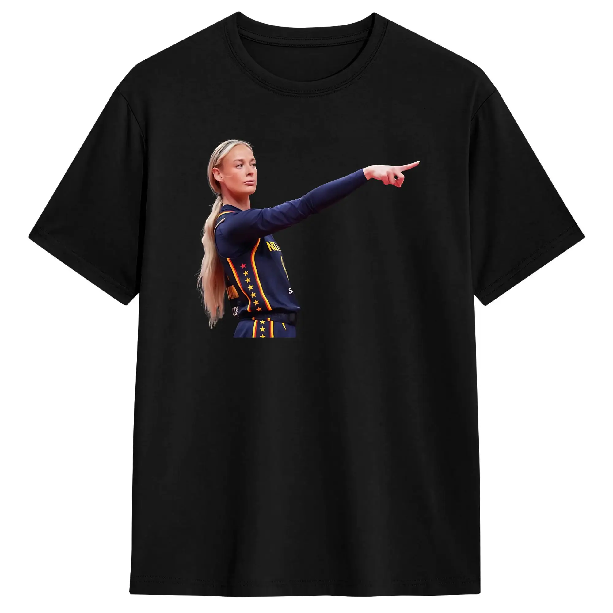 Awesome Sophie Cunningham Indiana Fever Pointing T-Shirts for Men 100% Cotton T Shirt  Short Sleeve Tee Shirt Clothes
