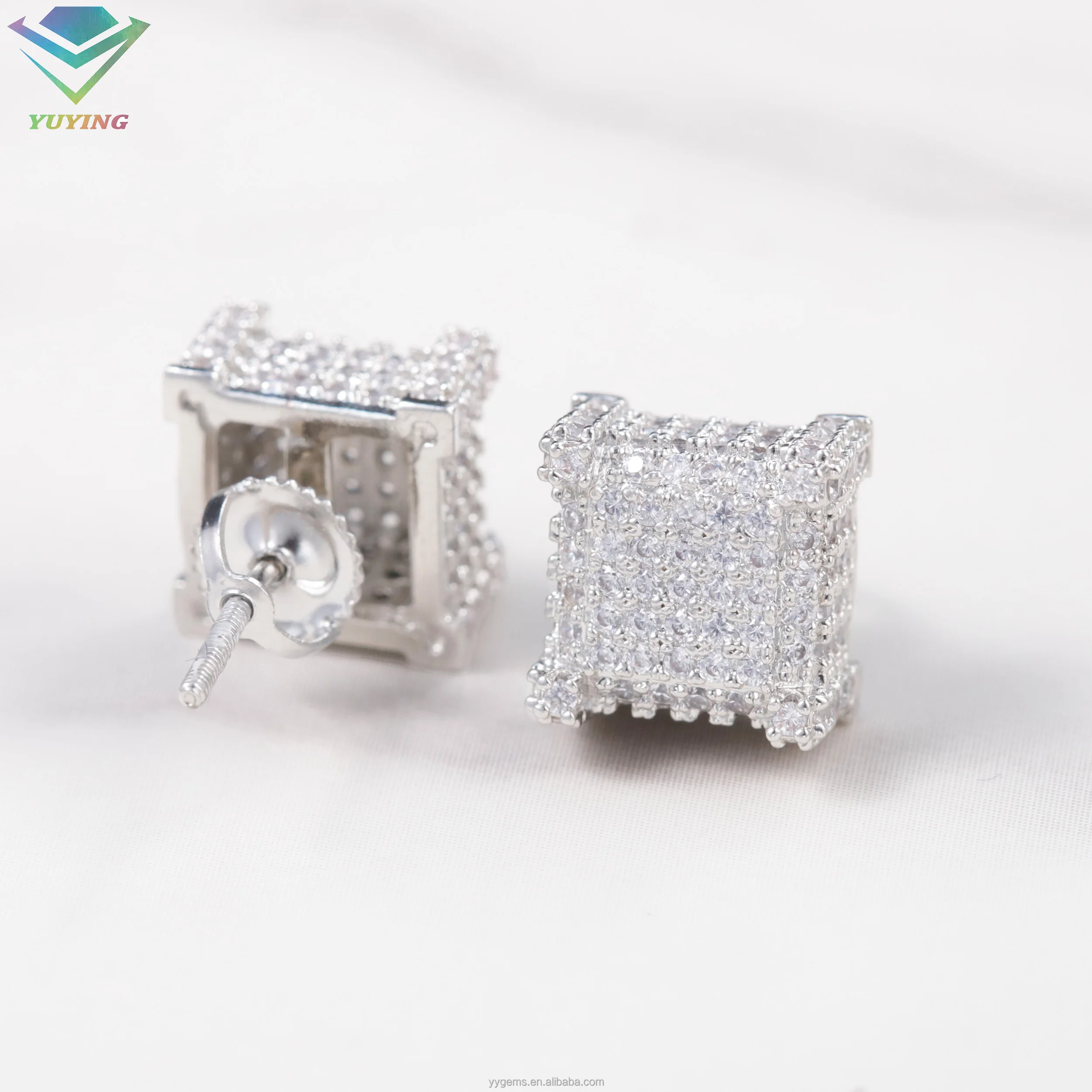 

Yu Ying fashion stud earring S925 silver earrings with vvs moissanite designer jewelry gold plated women's earring