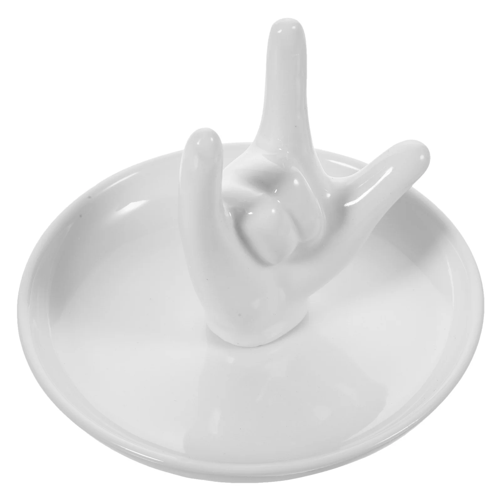 

Ceramic Jewelry Tray Cartoon Hand Gesture Durable Ring Dish Earring Organizer Trinket Storage Plate for Home Bedroom Decoration