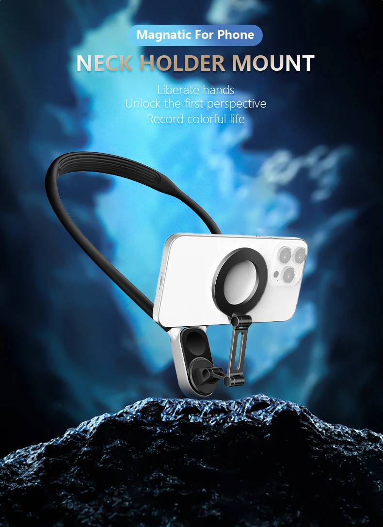 U-förmiger Hängehalter für Gopro Insta360 Action-Kamera, kompatibel mit Magsafe, magnetischer Nackenständer, tragbare Lazy-Phone-Halterung – Detail 1