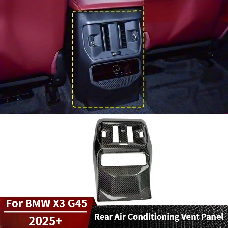 

For BMW X3 G45 Real Dry Carbon Fiber Rear Center Control Air Conditioning Vent Panel Cover 2025+ Interior Mouldings Accessories