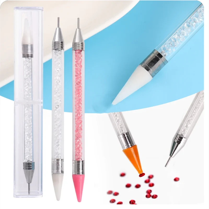 1pcs Crystal Double Head Point Drill Pen Gem Rhinestone Picker Wax Pencil 2Ways Use Sticking Picking Dotting Jewelry Tools