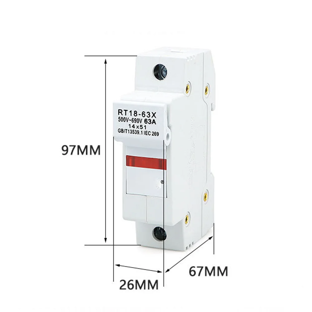 Base Fuse Holder Accessories DIN Rail Fittings Flame Retardant Shell RT18-63X Reliable Safety Seat Spare Parts