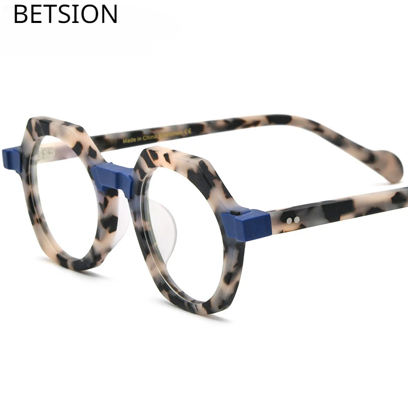 

Aceteta Glasses Frames for Men and Women Color Matching Personality Fashion Full Rime Polygon Myopia Optical Mirror Eyeglasses