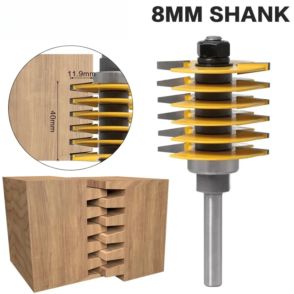1Pc 2 Teeth Adjustable Finger Joint Router Bit 8mm 12mm 1/2in Shank Industrial Grade Tenon Cutter Woodworking Tool