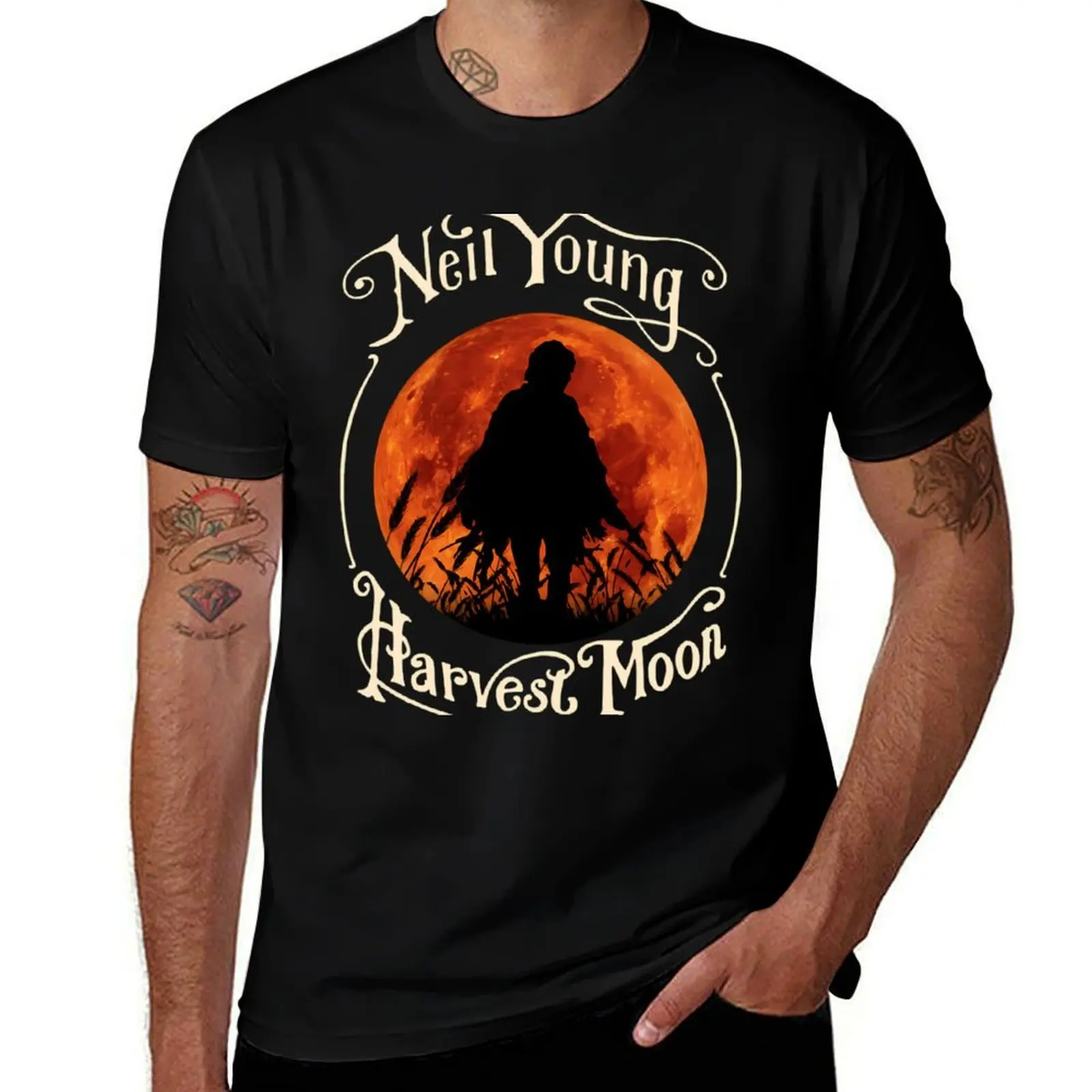 Vintage Rock Retro Harvest Moon In Night Gift Hallowen T-Shirt Basic Plain Tee for Spring and Summer T-Shirt