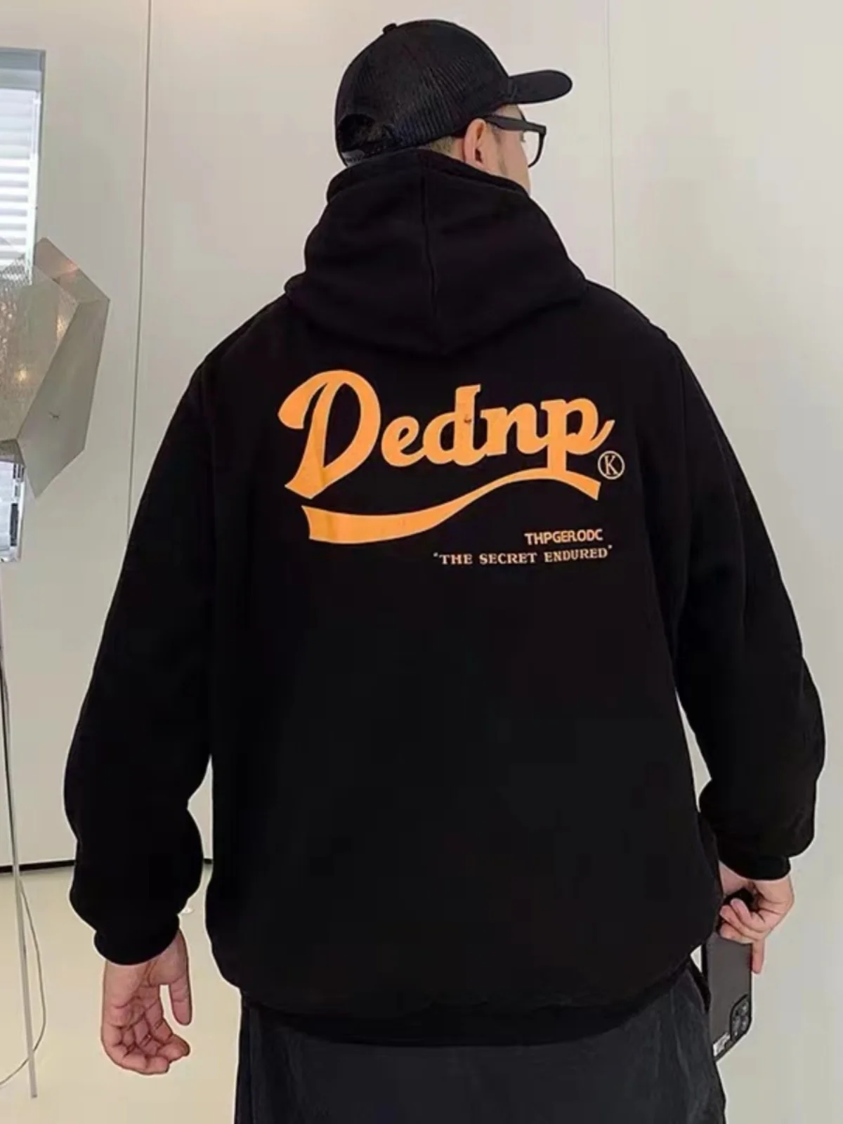 

Модная мужская толстовка больших размеров с флисовой подкладкой, свободного кроя, осенне-зимняя, универсальная мужская одежда, повседневная удобная одежда из полиэфирной ткани