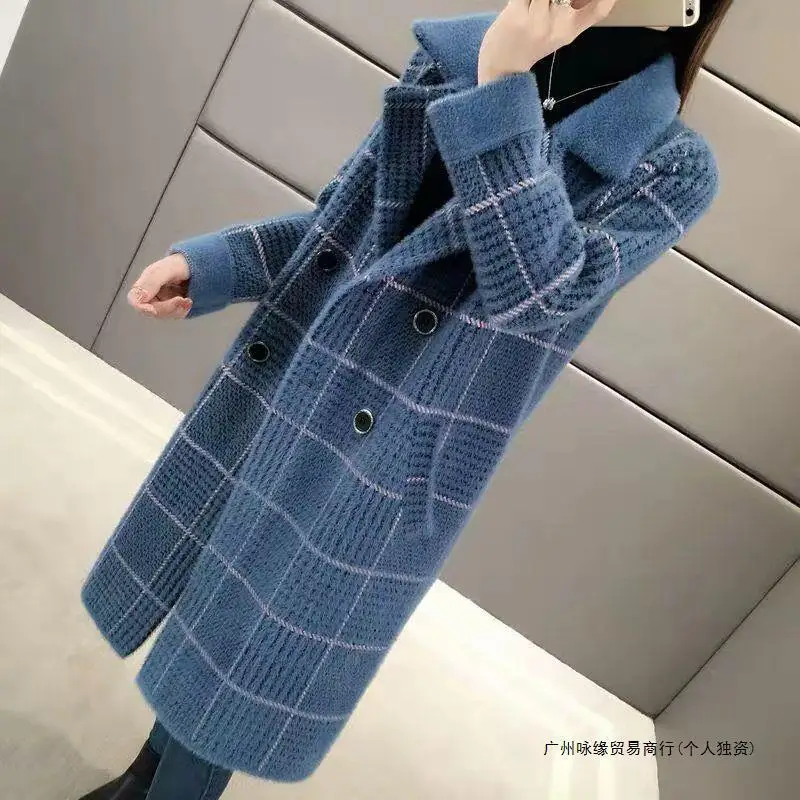 Imitation Mink Fur New Autumn And Winter Mid Length Mom Jacket Korean Version Loose Women's Thick Cardigan Large Size