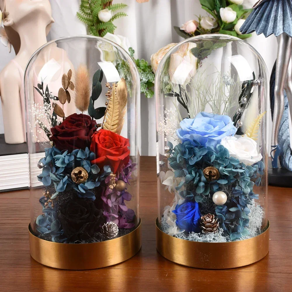 Eternal Forever Rose Flowers Gifts for Women Preserved Flowers in Glass Dome Valentine Day Mothers Day Birthday Anniversary Gift