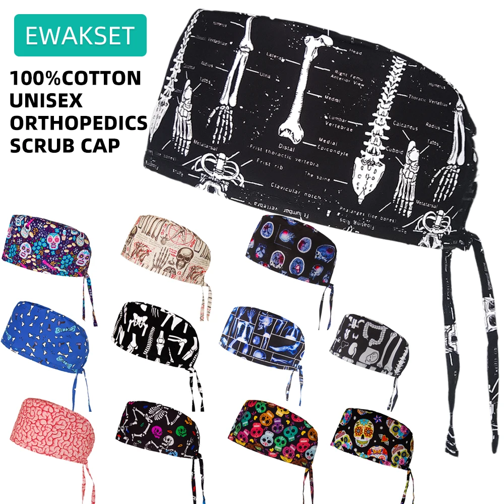 Mujer hombre Hospital ortopedia Scrub Cap 100% algodón transpirable quirúrgico de operación enfermera médica médico trabajo cirujano gorras