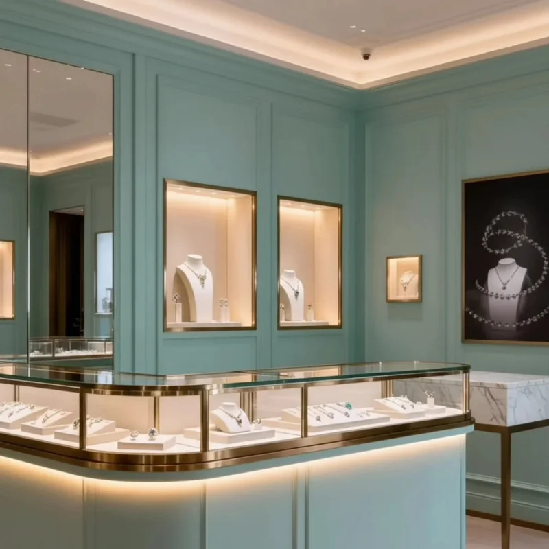 custom.RZ Customized Commercial Jewelry Display Cabinet Ultra-Glass Island Display Cabinet Boutique Jewelry Di