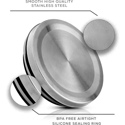 किचन कनस्तर सेट। ढक्कन सहित 6 काँच के जार (स्टेनलेस स्टील)। पेंट्री या काउंटर के लिए वायुरोधी खाद्य भंडारण कंटेनर। 8 best sales रसोई कनस्तर सेट - №5