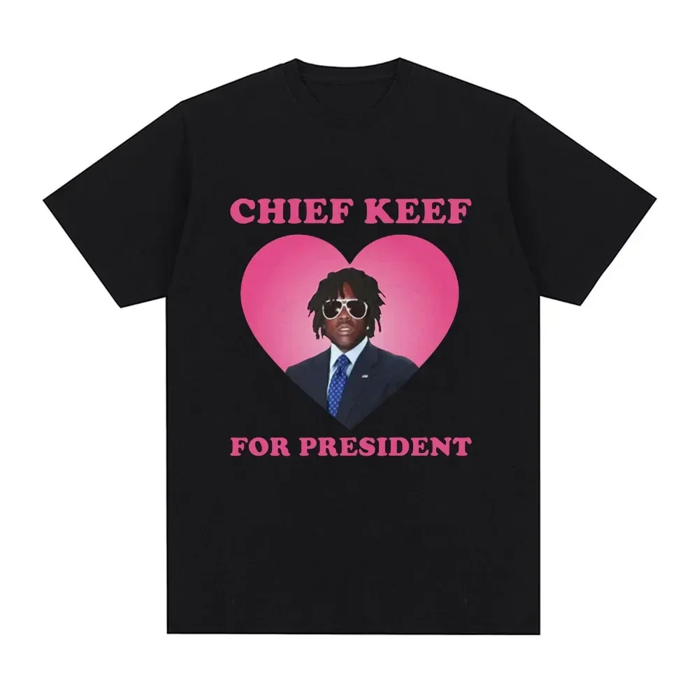 Rapper Chief Keef for President Fashion Casual Short sleeved T-shirt Beautiful Retro Extra Large Women's T-shirt Street Clothing