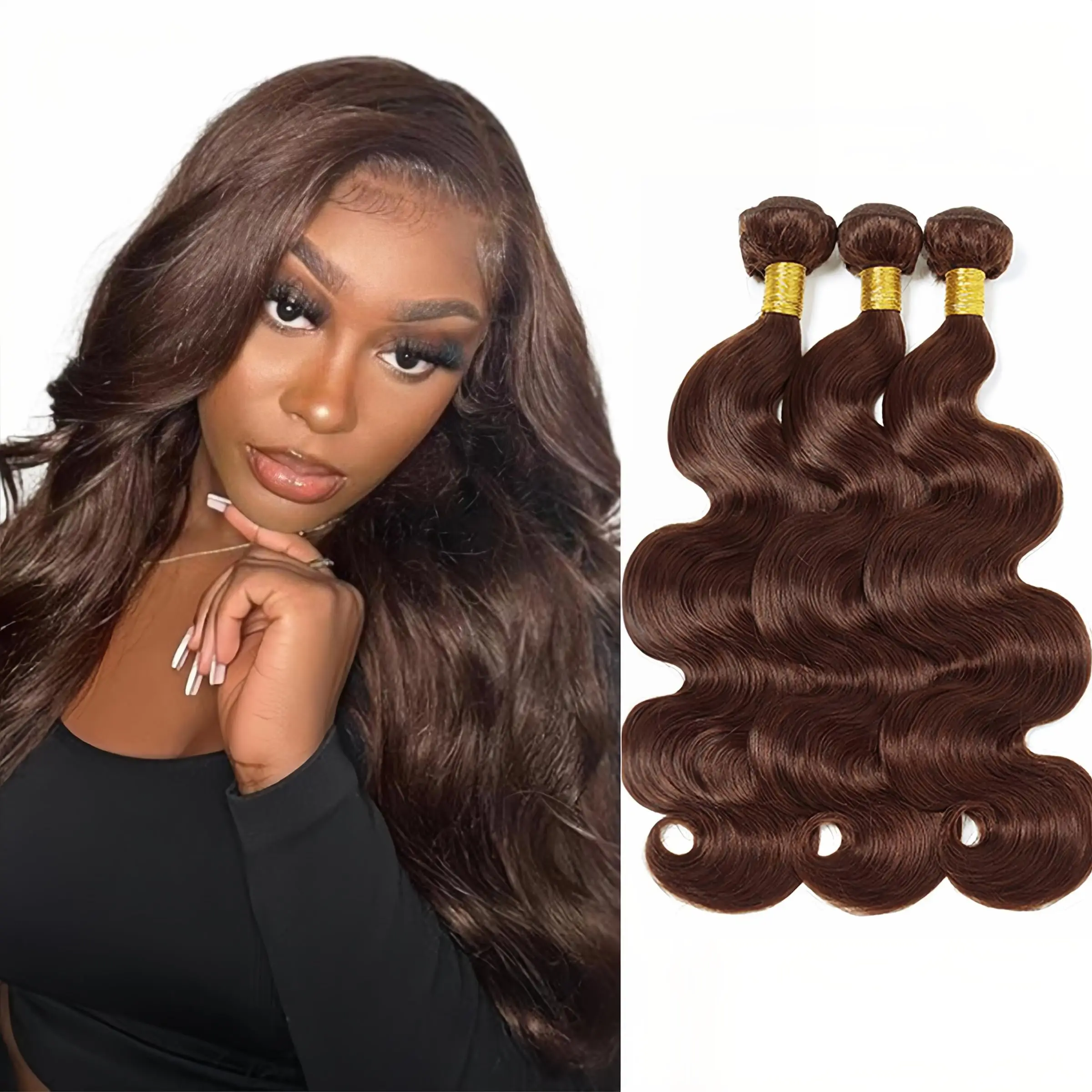 

Chocolate Brown Bundles Human Hair Brown Body Wave Bundle Brazilian Virgin Remy Hair 3 Bundles Double Weft Color 4