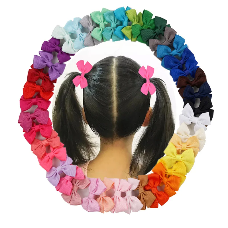 Cute Solid Colorful Kids Grosgrain Ribbon Hair Ornament Girls Hair Accessory Bowknot Barrette Child Hairpin With Alligator Clip