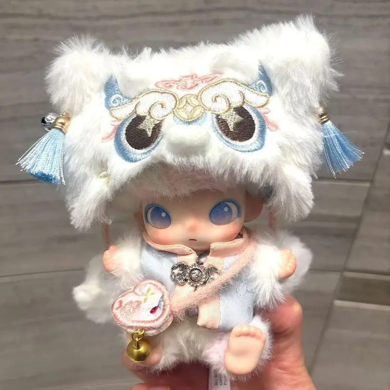 Dimoo Plush Doll Clothes Cute Lion Dance Embroidered Outfit Winter Warm Costume For 15cm Sp Plush Doll Dress Up Accessories