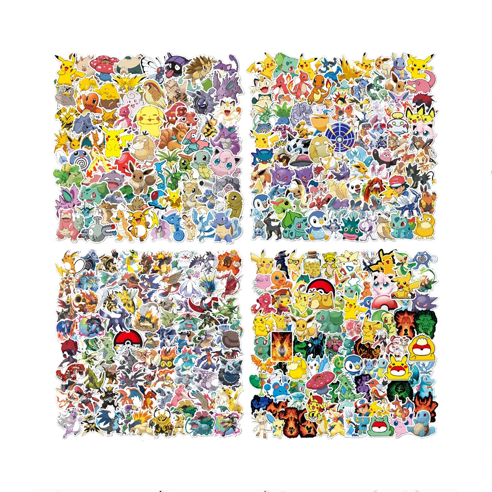 100 peças adesivos pokémon pikachu-decorações impermeáveis, removíveis e reutilizáveis para telefones celulares, laptops, skates, notebook