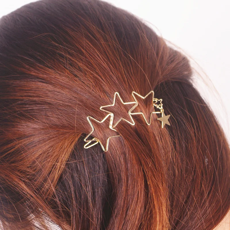 2022 Hot 1Pc Fashion Hollow Geometric Hair Clip for Women Elegant Star Circle Metal Barrette Hairpin Head Accessorie