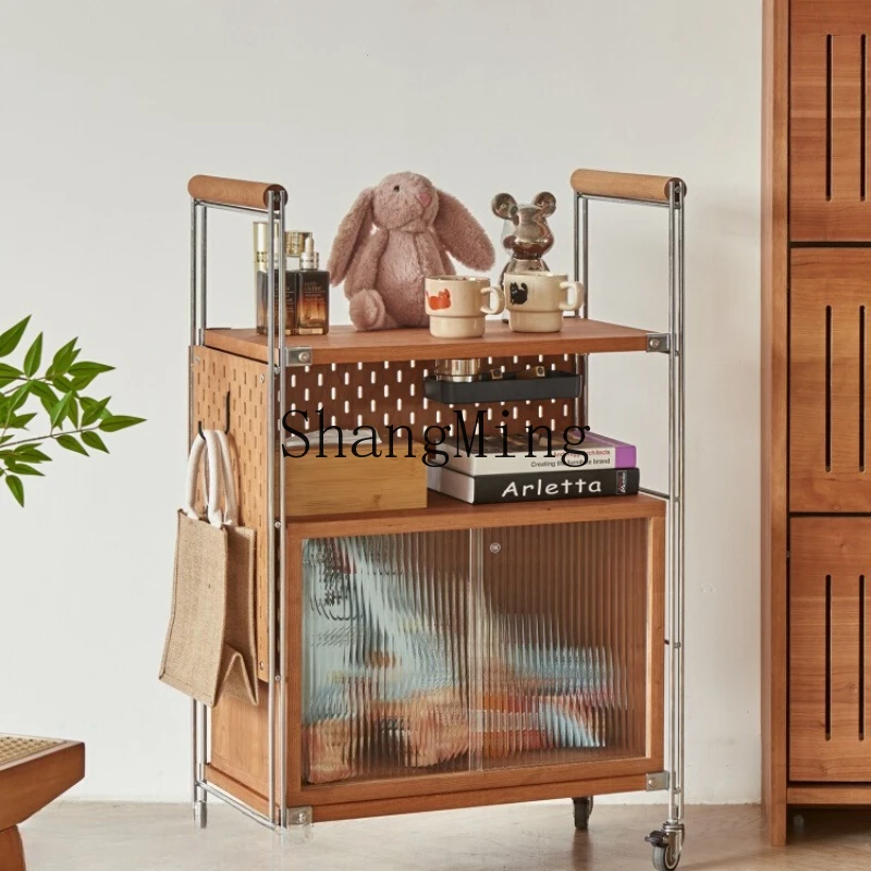 

DHY solid wood trolley living room mobile coffee table sofa dining side cabinet storage rack
