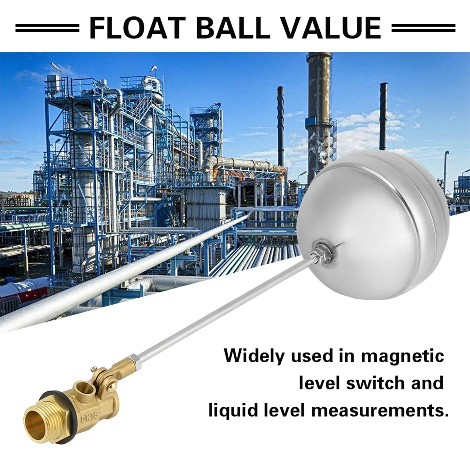 DN15 G1/2 Brass Male Thread Water Sensor Stainless Steel Float Ball Value Float,Ball,Value§Stainless,Steel,Float,Ball§Water,