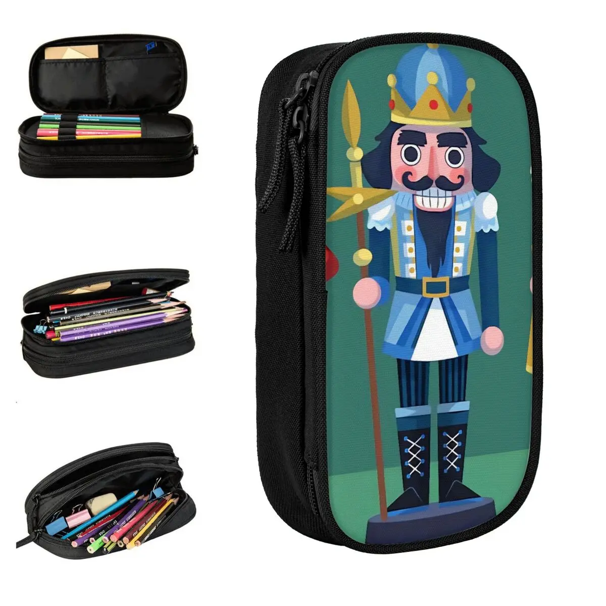 عيد الميلاد كسارة البندق مقلمة جامعة حقيبة أقلام رصاص الطفل طبقة مزدوجة موضة مقلمة المدرسة مخصص لتقوم بها بنفسك القرطاسية #1
