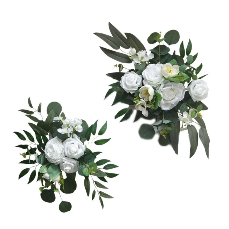 2Pcs Artificial Flower Swag Wedding Arch Flower Decoration for Wedding Ceremony Sign Wedding Arch Door Party Decoration 15UB