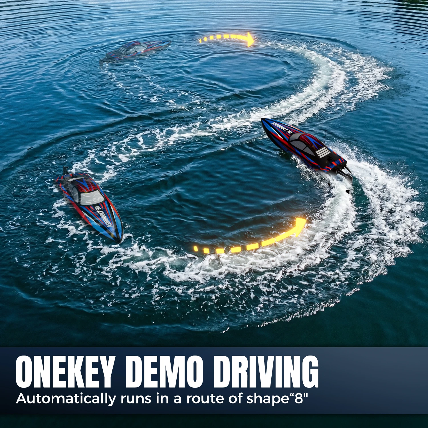 High Speed Fast RC Boat for Pools and Lakes LED 2.4 GHz 25KM/H Racing Boats for Kids & Adults with Rechargeable Battery