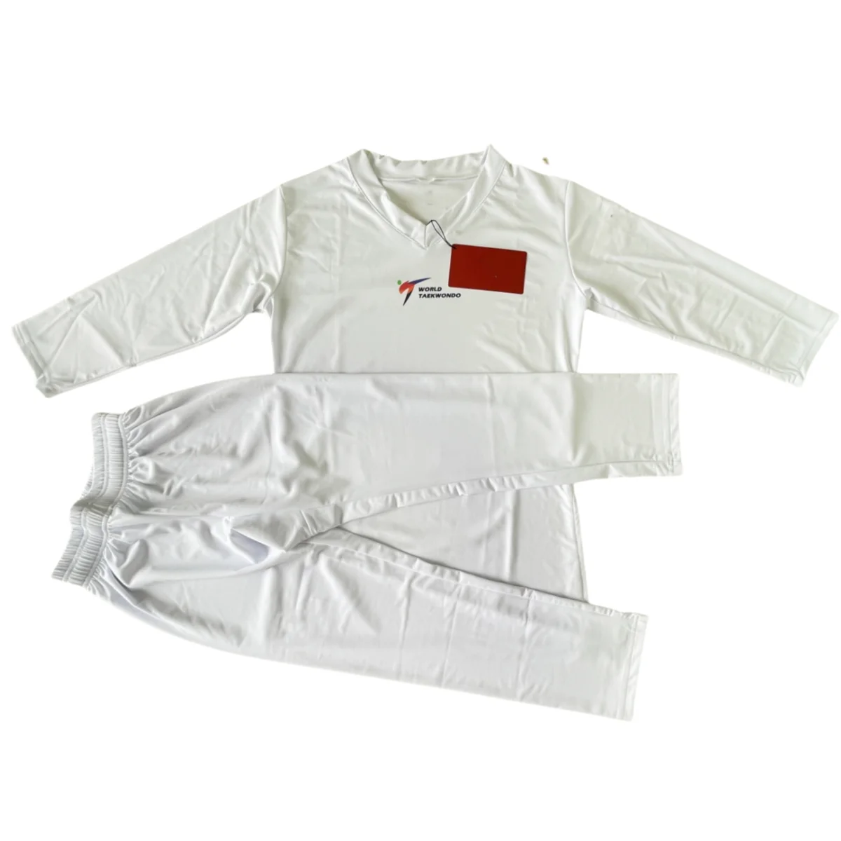 White Collar Taekwondo Uniform KidsStudent Training Competition Specific Quick Drying TKD Uniforms Customize Logo Flag Name