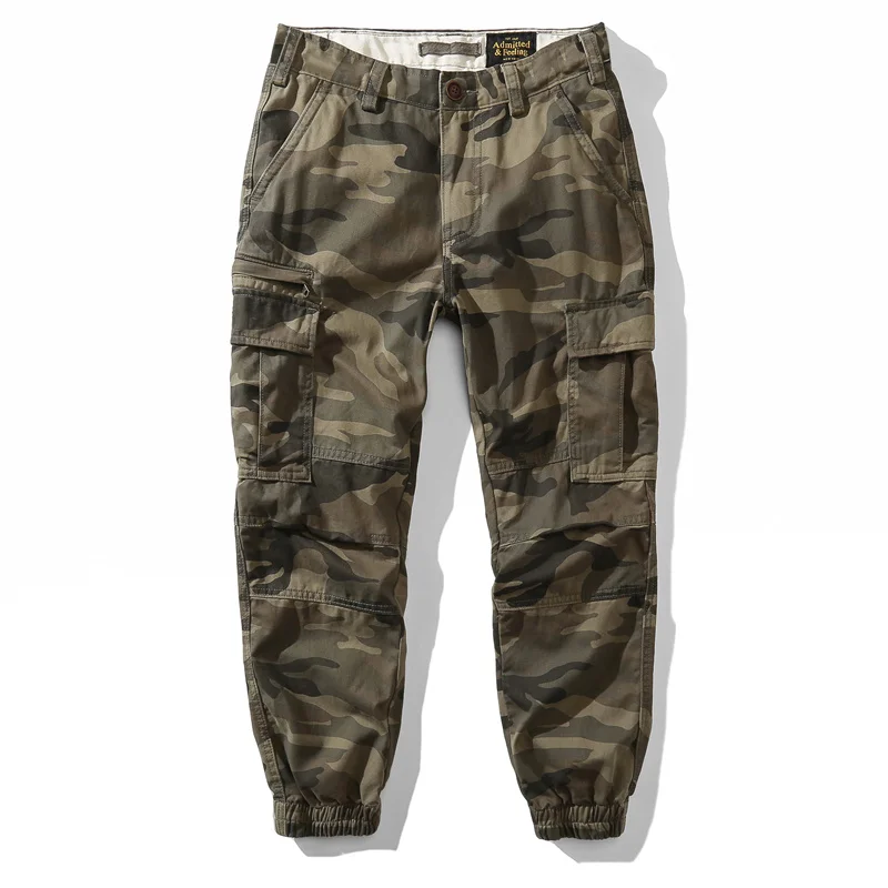 Pantalones para correr al aire libre con múltiples bolsillos de estilo Retro para hombre, pantalones Cargo de camuflaje táctico, pantalones casuales sueltos de otoño