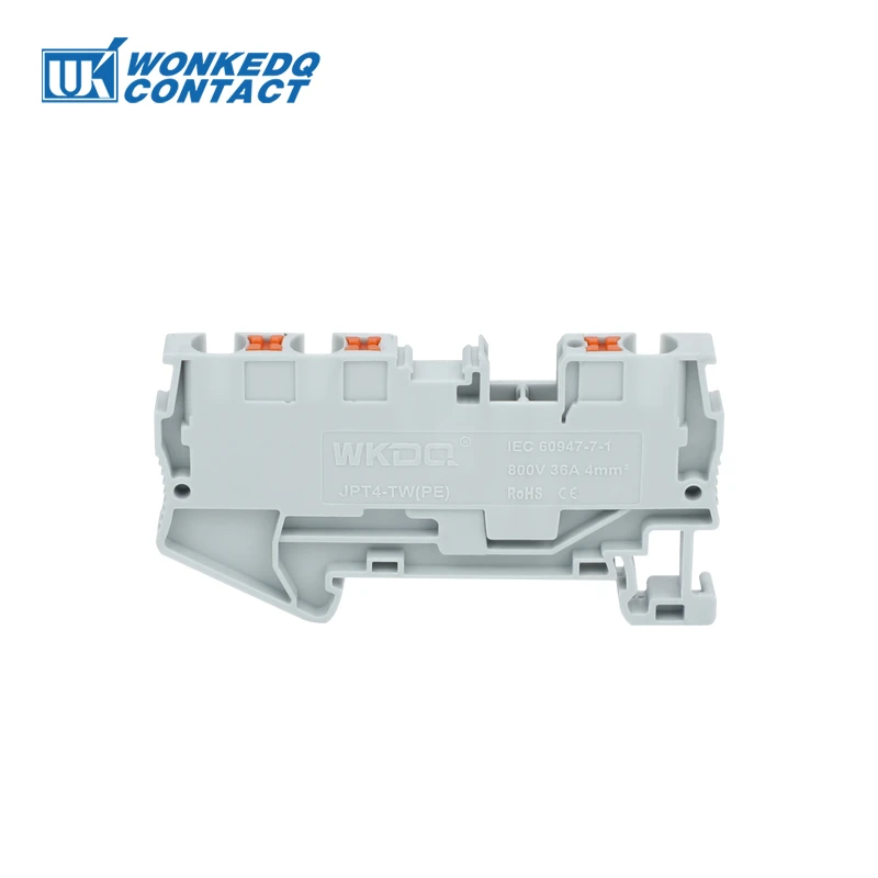 10Pcs PT4-TW PT Series 3 Conductor Push-in Terminals 4 mm² Twin PT 4-TW Wire Electrical Connector Din Rail Terminal Block