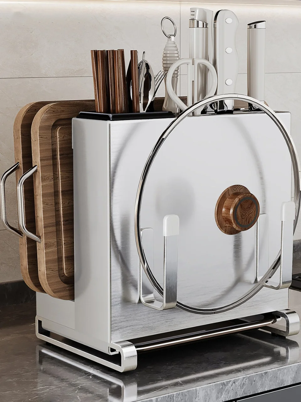 

Stainl Steel Kitchen Knife Ra Cup Holder Pot Lid Board Storage elf Home Use Multi Functional Wall Mounted Organizer