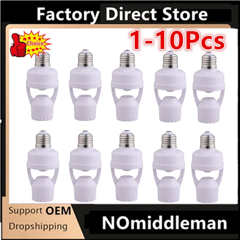 1-10pcs Smart Motion Sensor Light Bulb Holder E27 PIR Induction Sensor Adapter Lamp Base Converter Automatic LED Switch AC 30W