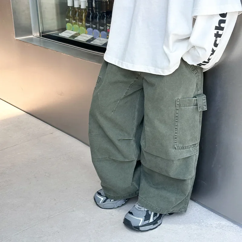 Children's Clothing Boys' Pants Children's Overalls 2024Autumn New Boys' Early Autumn Western Style Straight Casual Trousers