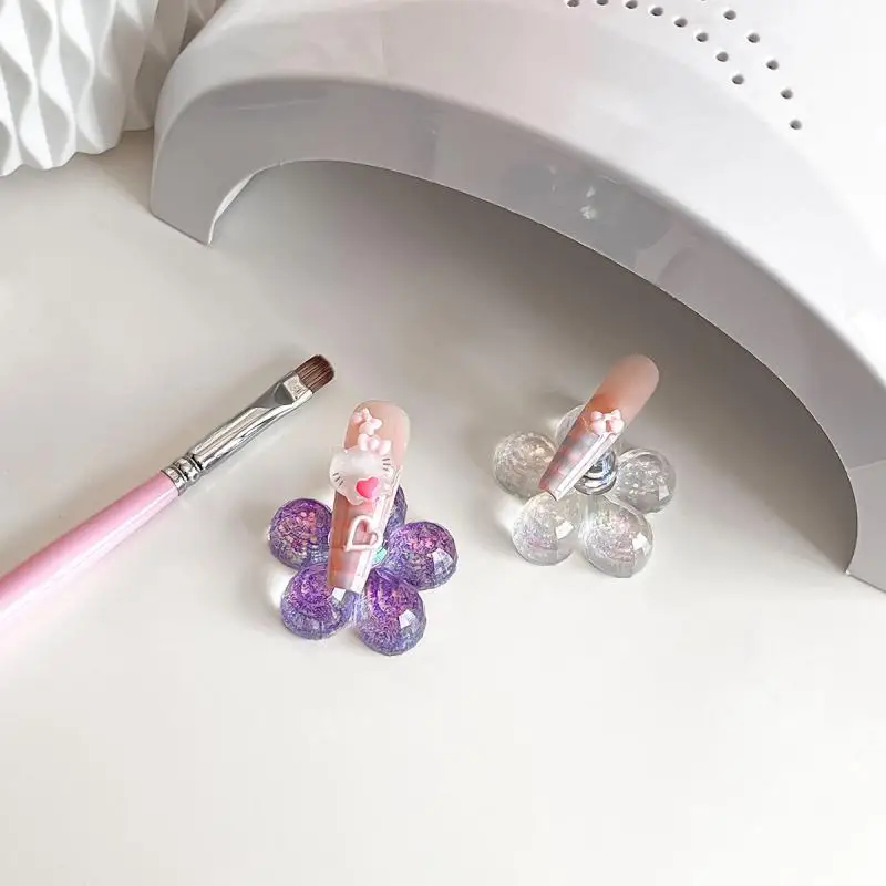 1 Set Magnetic Nail Holder Practice Training Display Glitter Sequins Flower Designs Plastic False Nail Tips Stand Manicure Tools