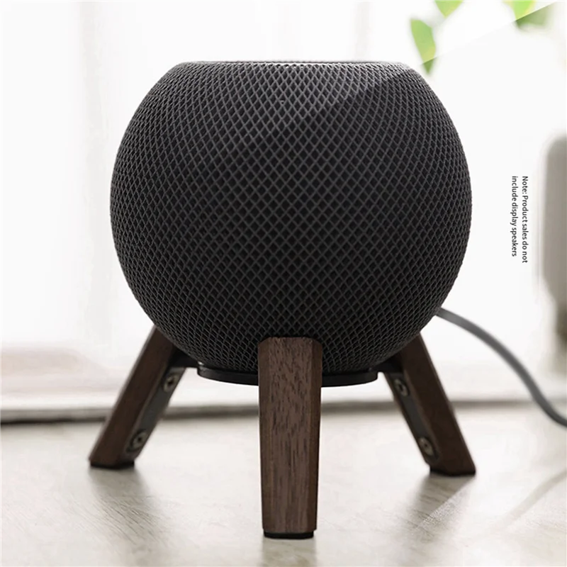 2X Dudukan Kayu Asli untuk Homepod Mini Dudukan Kayu Tripod dengan Bingkai Logam Speaker Mini Pod Rumah Well-AB01