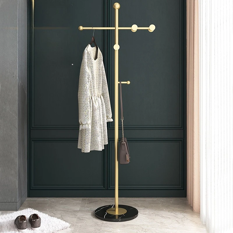 Light Luxury Home Coat Rack Floor Standing Clothes Stand for Bedroom Multifunctional Garment Hanger