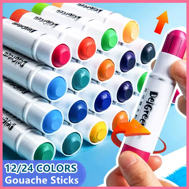 12/24 Colors Soft Solid Gouache Paint Sticks Quick Drying Oil Painting Stick Pastels Washable Graffiti Drawing Art Supplies
