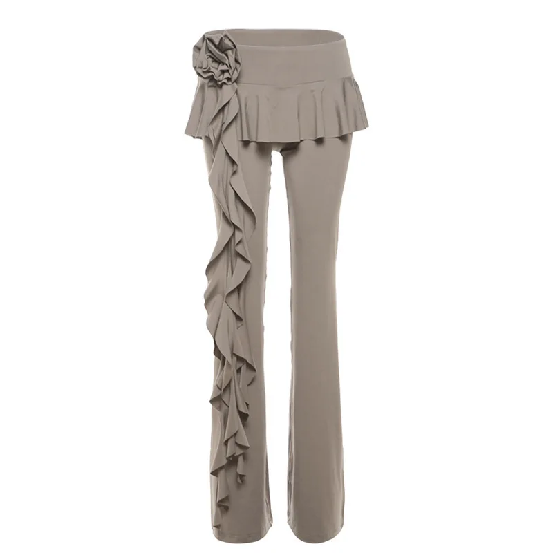 

2024 Summer New Women's Solid Color Fashion Flower Strap Straight Leg Casual Pants For Women