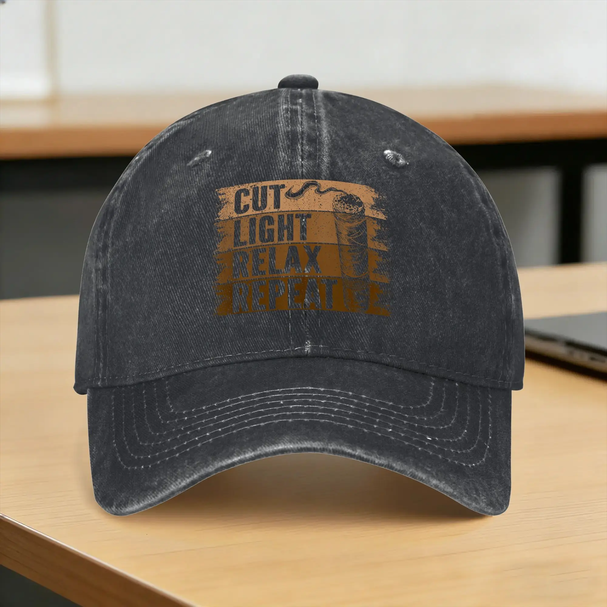 Cut Light Relax Repeat Cigar Smoke Baseball Cap Sun  Outdoor Gym Sun-Proof Washed Trucker Hat Men Women Classic Baseball Caps