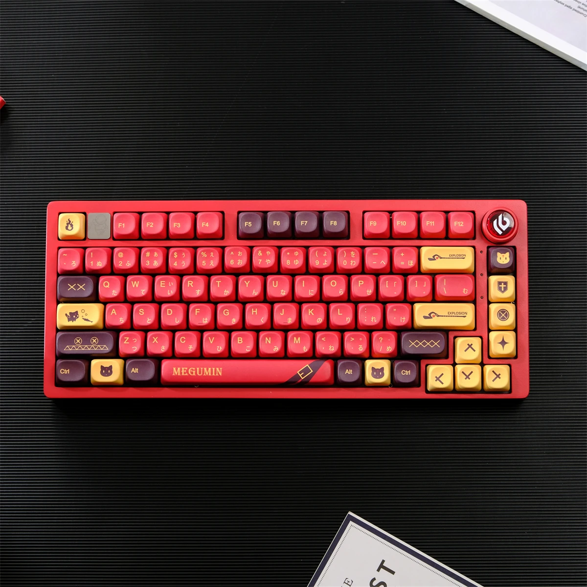 Japanese Keycaps 126 Keys Huihui PBT Five-sided Sublimation MOA Profile Keycaps For MX Switches Mechanical Keyboard Red Keycaps