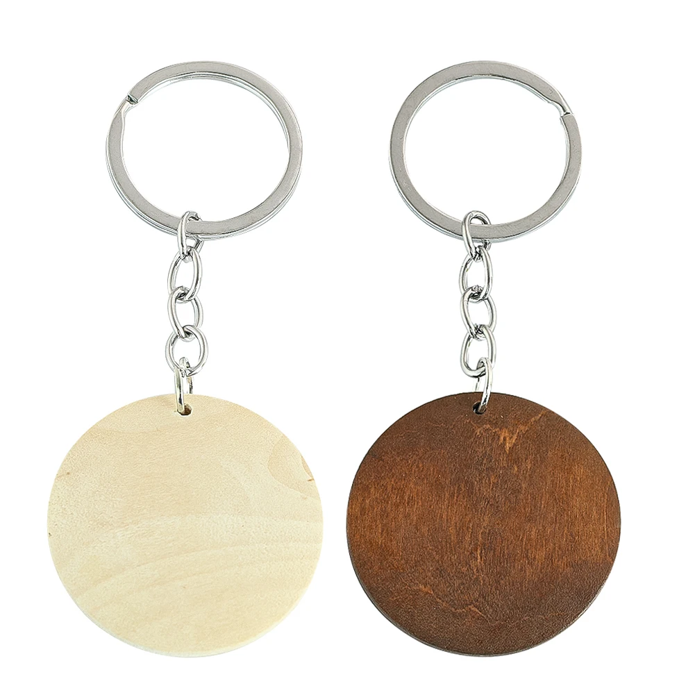 

Solid Wood Round Piece Keychain Unprocessed Blank Can Be Printed Logo Simple Hometown Door Tags Schoolbag Pendant Accessories