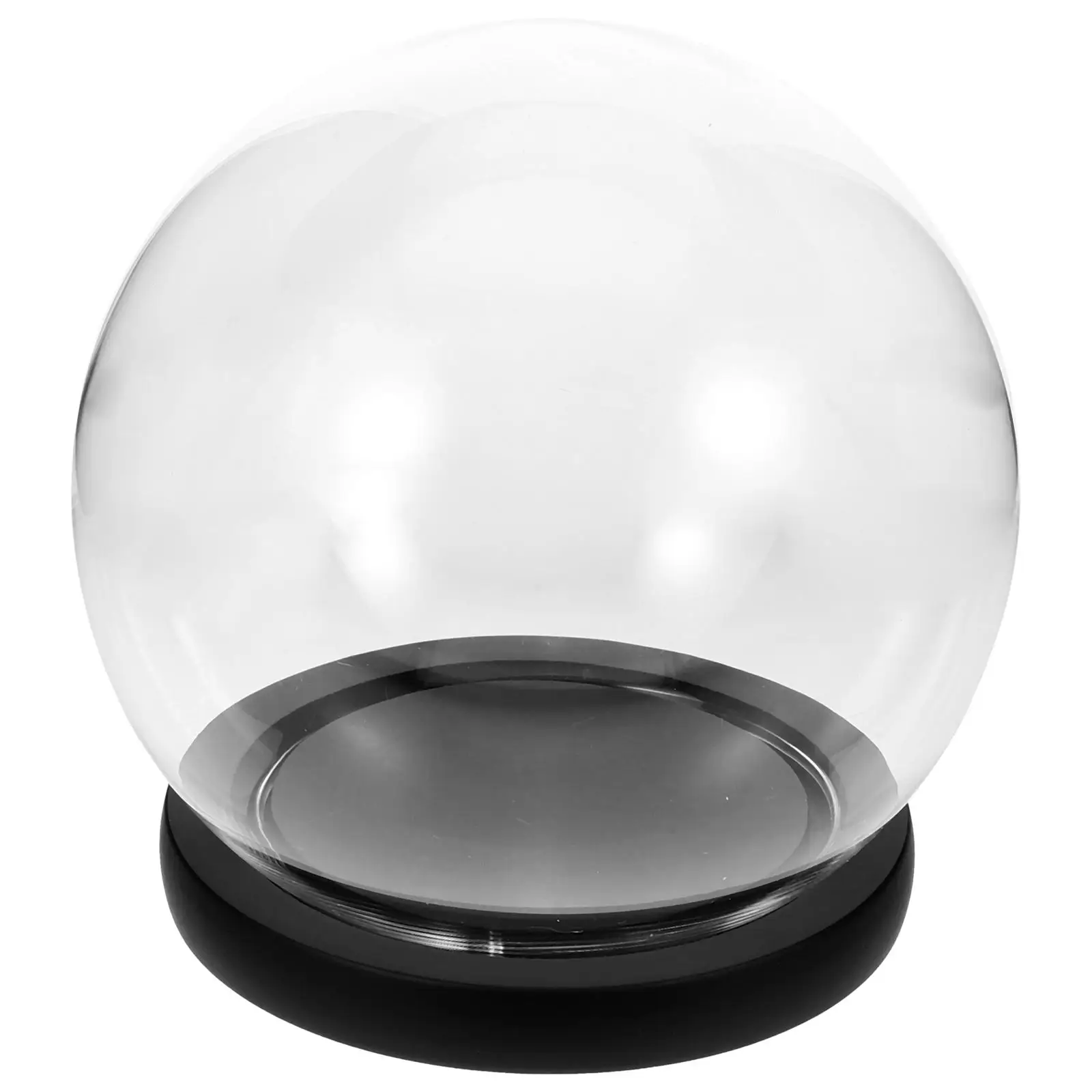 

Spherical Glass Cover Display Dome with Base Clear Case Cloche Matches Rose Globe Landscape Covers Plant Small