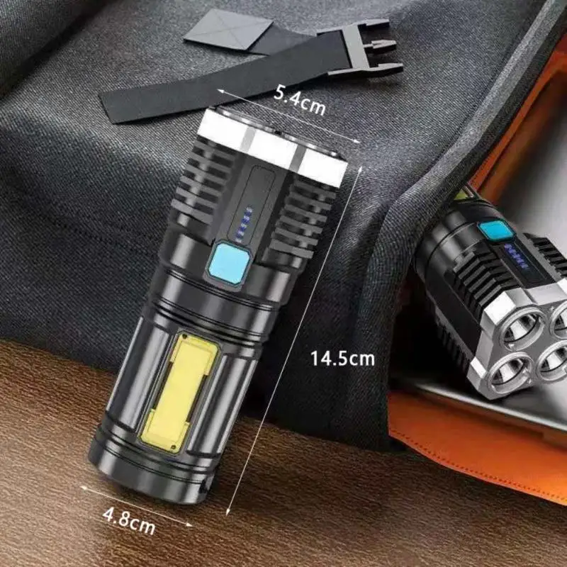 Powerful COB Flashlight LED Explosion Proof Flashlight Built In 18650 Battery 4 Mode USB Rechargeable Hand Torch Outdoor Camping