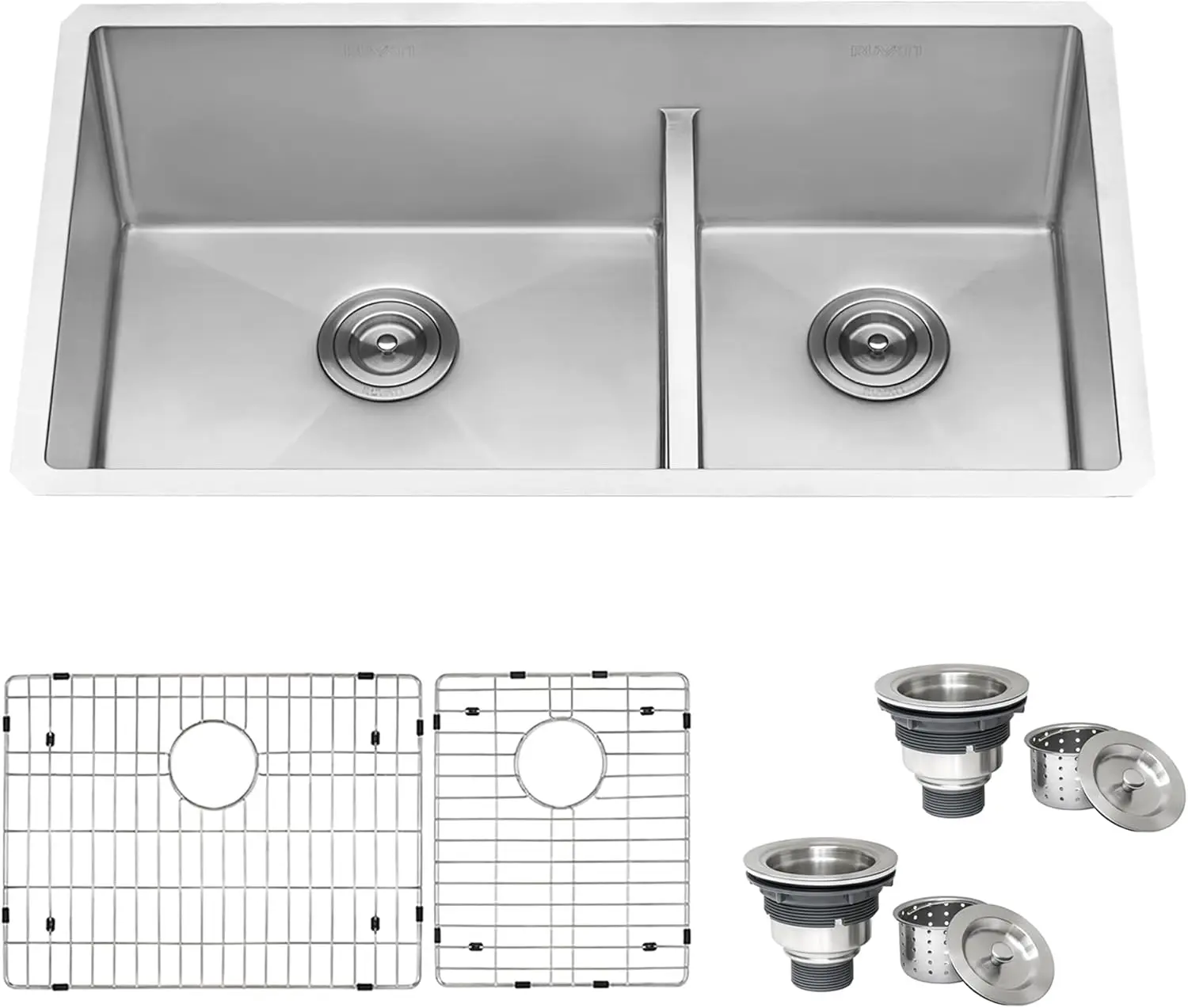 33-inch Low-Divide Undermount Tight Radius 60/40 Double Bowl 16 Gauge Stainless Steel Kitchen Sink - RVH7419