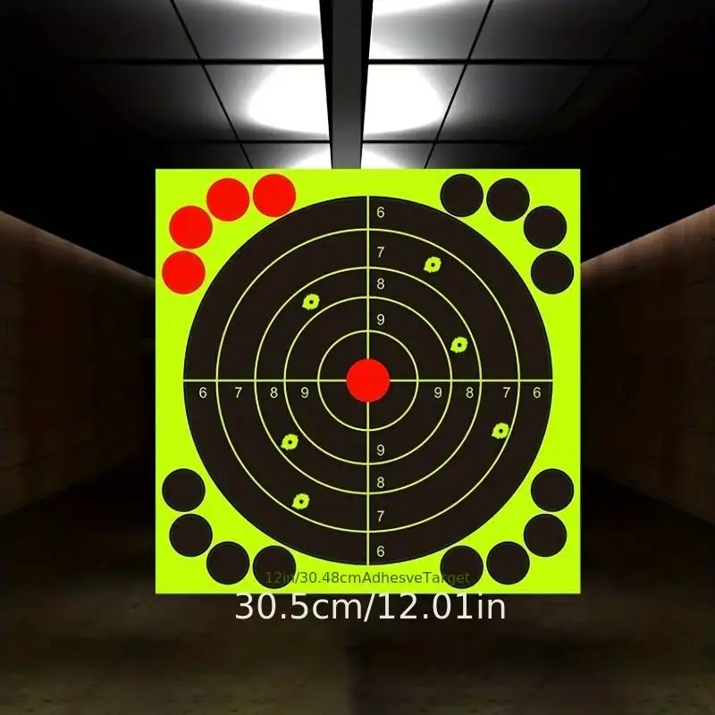 10 sheets/pack 12 Inch Bright Fluorescent Yellow Splatter Target Sticker - Adhesive Reactive Shooting Targets