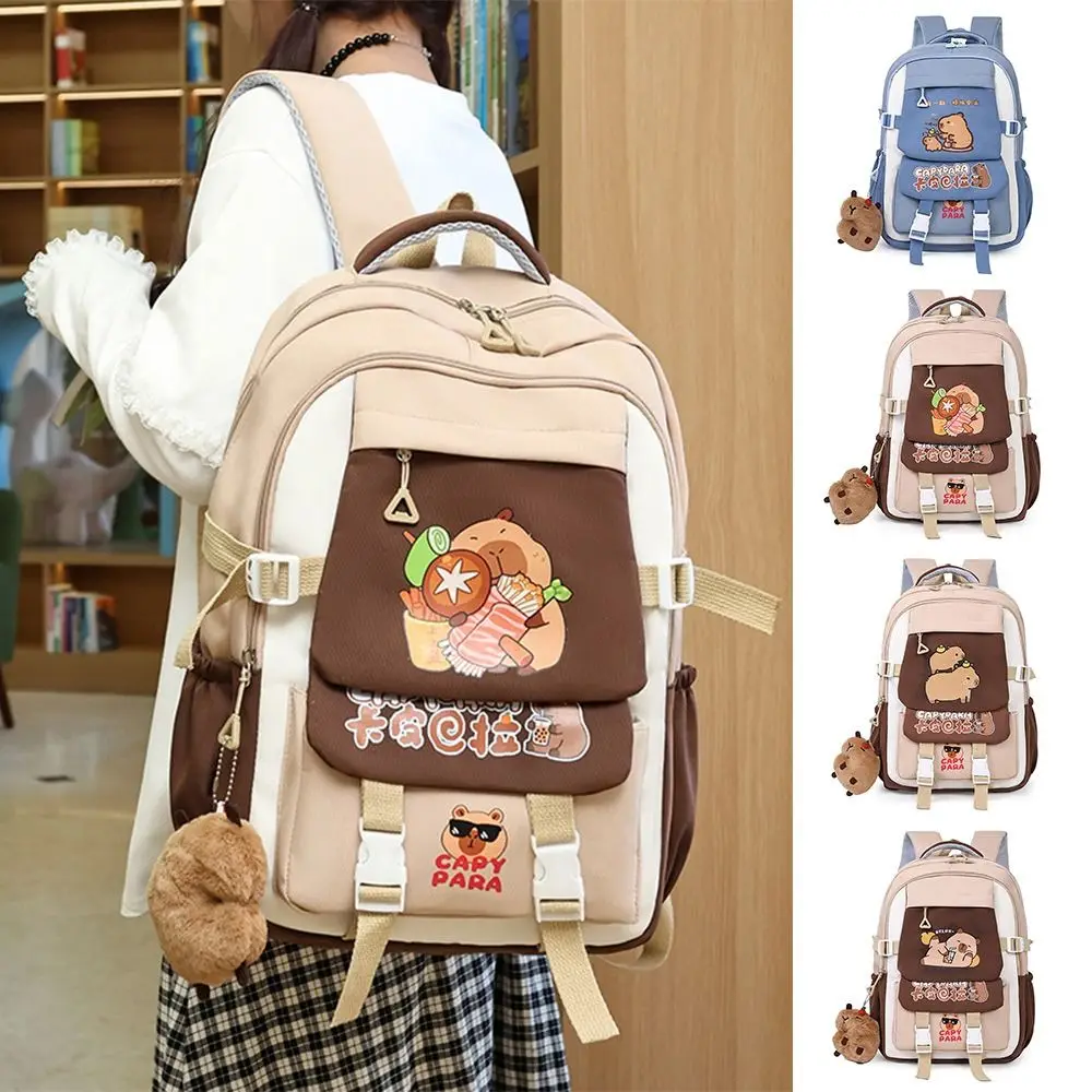 Comfortable Nylon Capybara Backpack Capybara Lightweight Schoolbag Large Capacity Alleviate Burden Children's Backpack Students