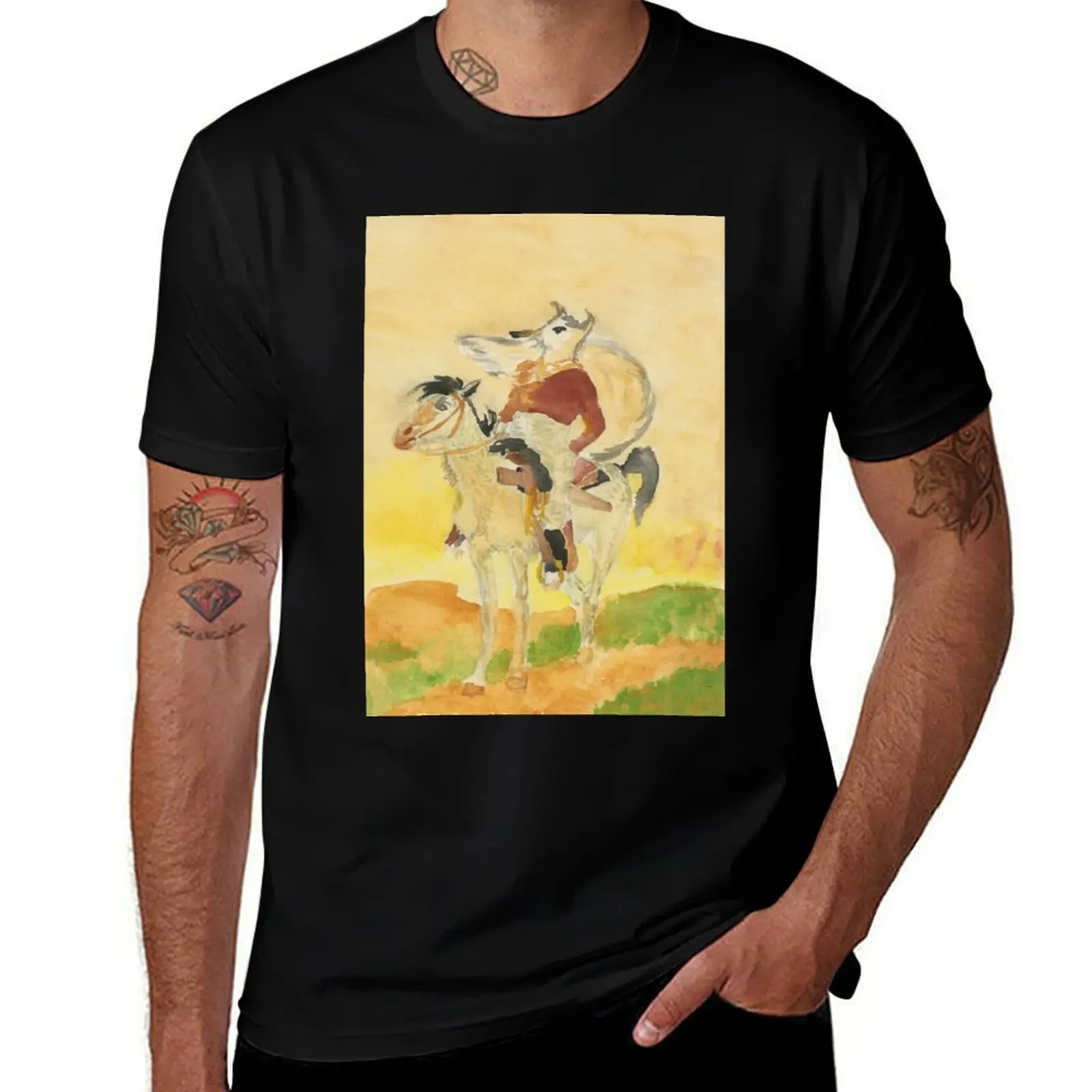 

Ghost Squirrel Comanche, after Frederick Remington T-Shirt man t shirts cotton t shirt man designer T-shirt