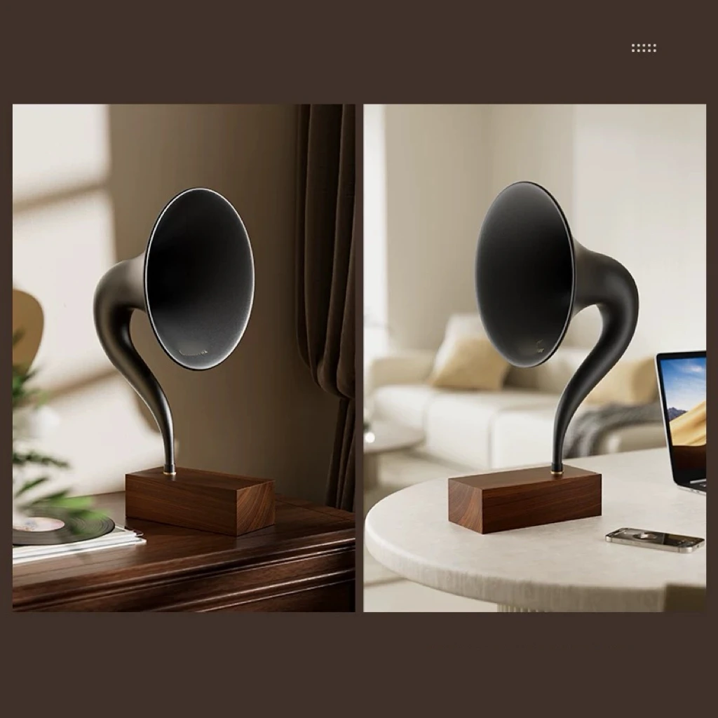 Large speaker Bluetooth stereo, vintage walnut material, high-end luxury