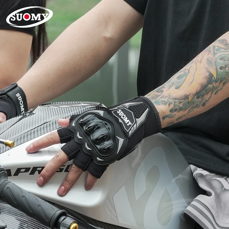 

Suomy Half Finger Summer Breathable Gloves Fingerless Knuckle Protection Non-slip Palm Motorcycle Rider Men Moto Biker Cycling